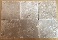 6 Fliesen Travertin Nocce, Antikmarmor, 10 x 10 cm, Untersetzer, Naturstein