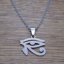 Eye of Horus Eye of RA Stainless Steel Necklace Pendant Chain Protection Amulet