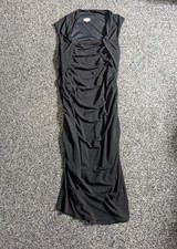 Phase Eight Midi Dress Size 16 Black Ruched Bodycon Evening