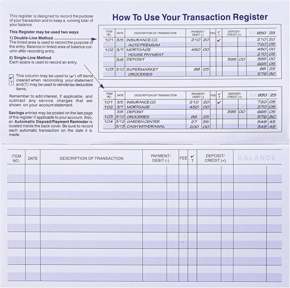 24 PCS Check Registers for Personal Checkbook, Easy to Read Checkbook ...