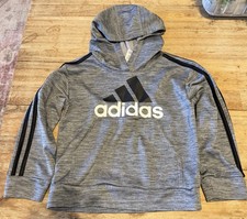 Adidas Boys Hoodie Sweatshirt Sz 4T-Gray/Black