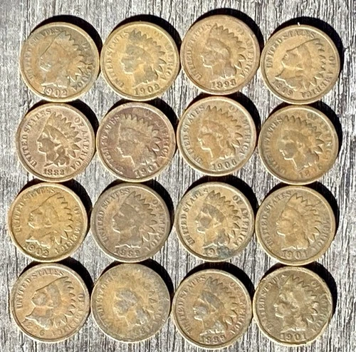 LOT OF 16 Indian Head Cent Pennies in G/VG CIRCULATED NICE COINS KM-90a N-2356