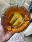 Vintage Mid-Century Glass Ashtray Mod Orange/yellow Blenko