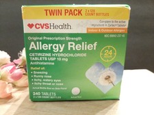 CVS Health Allergy Relief Cetirizine Hydrochloride 10mg Tablets 240 ct 1/2026