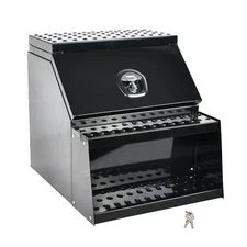 25"x28"x24" Aluminum Side Mount Semi Truck Tool Box Saddle Step Open Wide Lid BK