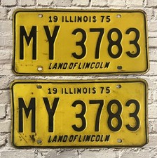 1975 Illinois Automobile License Plate Matched Pair / Set MY 3783