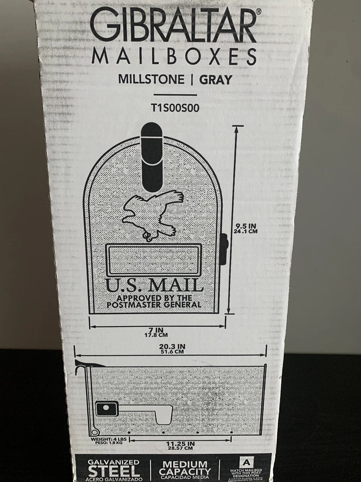 Buzón de montaje en poste gris mediano acero resistente caja de almacenamiento en la acera Gibraltar Foto 2 de 4