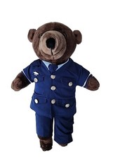 VTG 1986 JJ Wind Patriot Bear Navy Blue Officer Brown Plush Teddy Bear 18" Toy