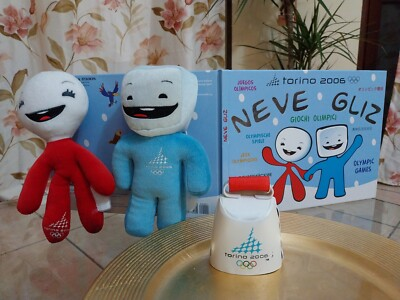 #ad Rarissima Mascotte Torino 2006 Neve glizcampana e libro giochi olimpici EUR 149.99