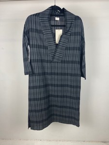 Poetry Dark Grey Check Pattern Midi Length V Neckline Cotton Dress Uk 6 Ebay