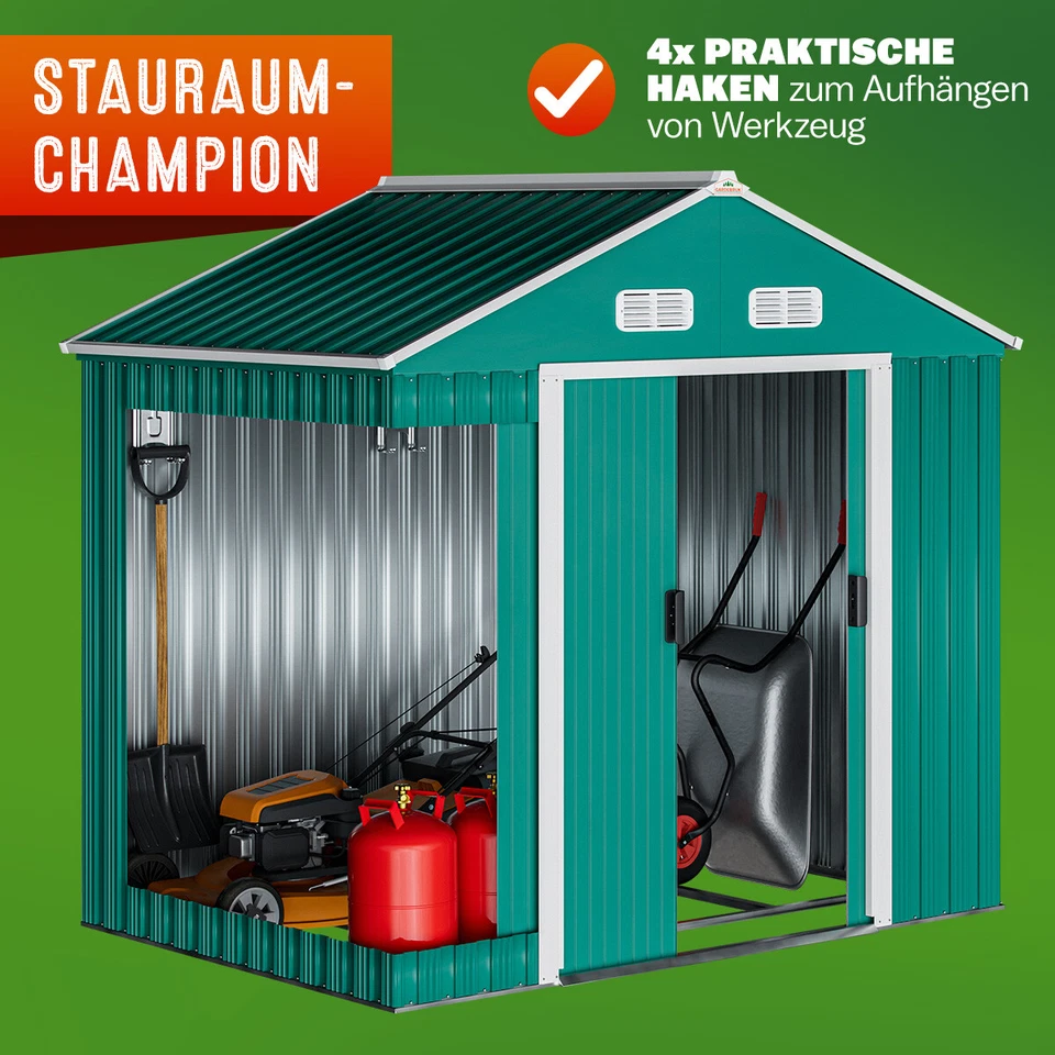 XL Gerätehaus Geräteschuppen 1,8m² Metall Gartenhaus Schiebetür 4m³ Gardebruk - Bild 2 von 4