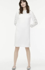 J.Crew Size 10 NWT *Missing Button White Eyelet Shift Crepe Dress