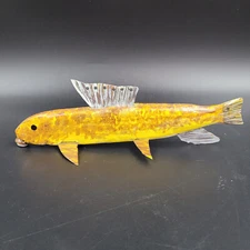 Vintage Ice Spear Fishing Decoy Hand Made and Painted Fish Signed