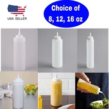 6 PK Plastic Squeeze Bottle 8 oz, 12 oz, 16 oz, 24 oz or 32 oz Sauce Condiment