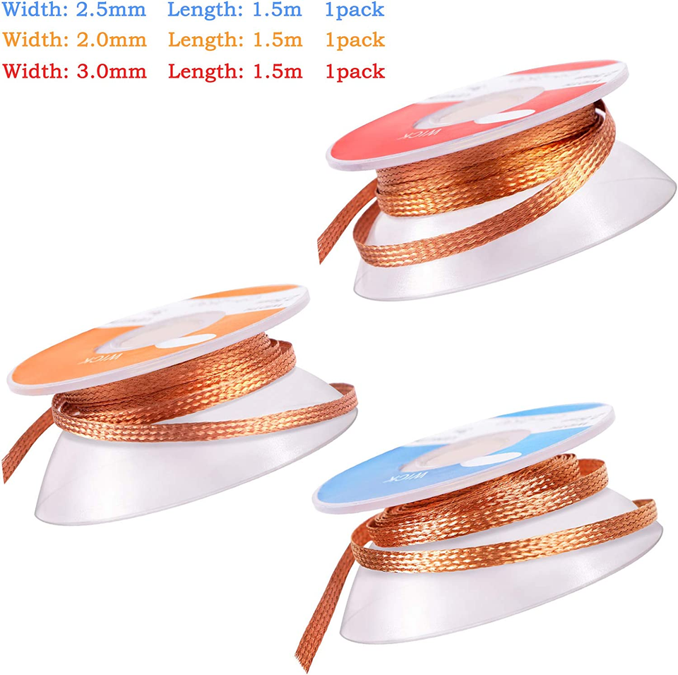 Solder Wicks, 3 Pack NoClean Solder Braided Wicks Desoldering Wicks
