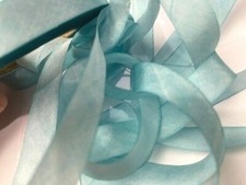 silk hand dyed 7/16" ribbon on bias 1yd made in USA blue lilies