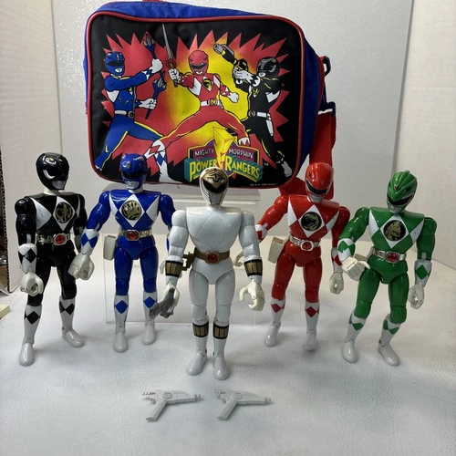 VTG Mighty Morphin Power Rangers 5 Figure Lot 1993 Lunch Box White Sword MMPR