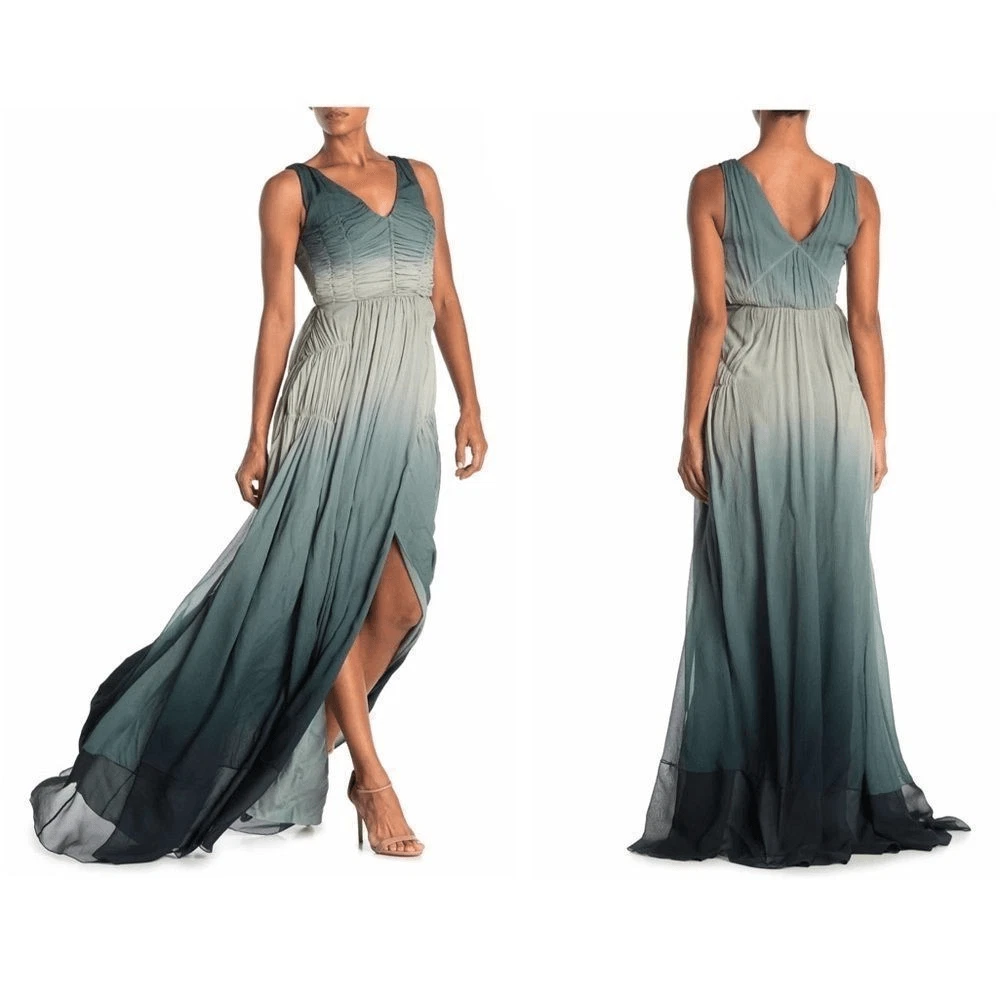 Abito raccolto in seta Burberry Ombre verde taglia 36 euro nuovo con etichette