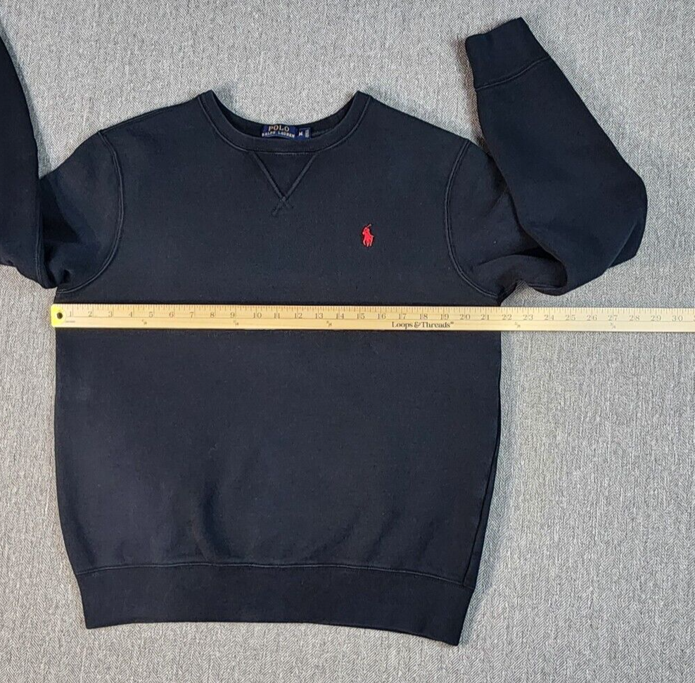 POLO RALPH LAUREN Uomo M Felpa Nero Rosso Pony Manica Lunga