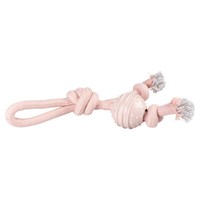 Duvo+ Hundespielzeug Seilschlaufe Knoten & Gummiball 39Cm Rosa Zahnpflege