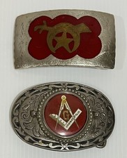 VTG Masonic Free Masons And Shriners Belt Buckles PAIR
