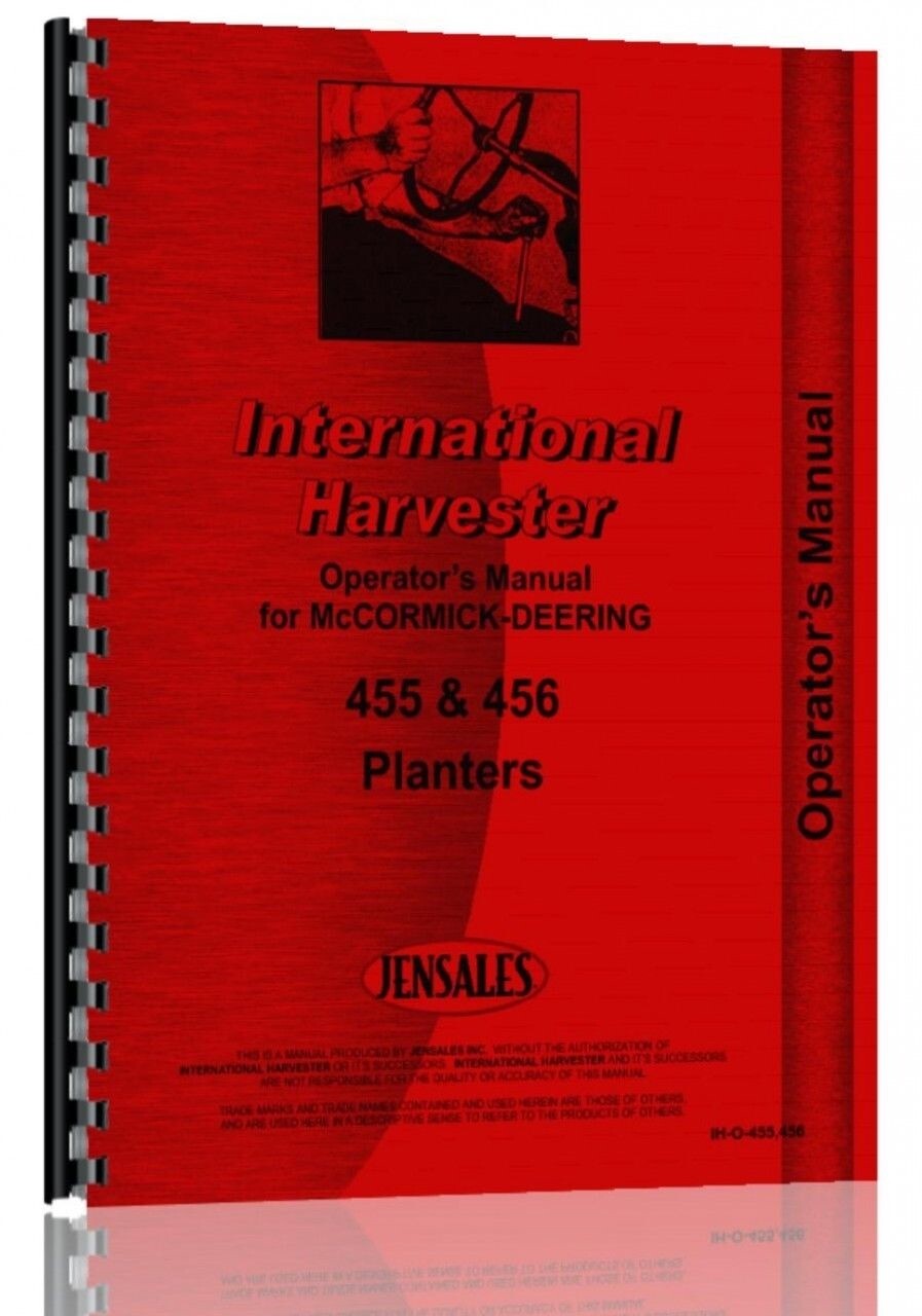 Operators Manual International Harvester 455 456 Planter