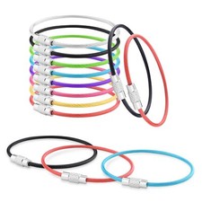 16 Pack Stainless Steel Loops Wire Keychain Cable Keyrings for Luggage Tags