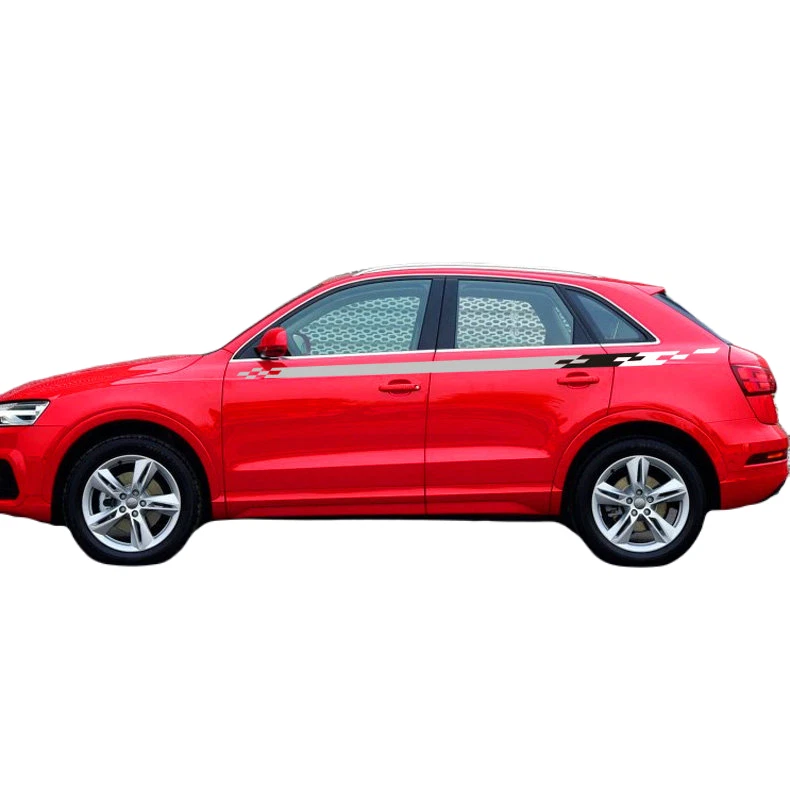 Pegatina gráfica personalizada de coche a rayas de carreras para Audi Q3 Q5 línea de cintura calcomanía vinilo Foto 4 de 4