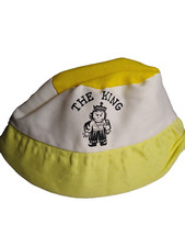 Vintage Children's Beach Hat The King Yellow White Japan Retro Mod 1960s Unused