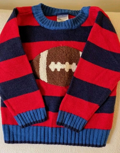 LITTLE REBELS Super Cute Toddler Football sweater 2T red & blue stripes GO TEAM!
