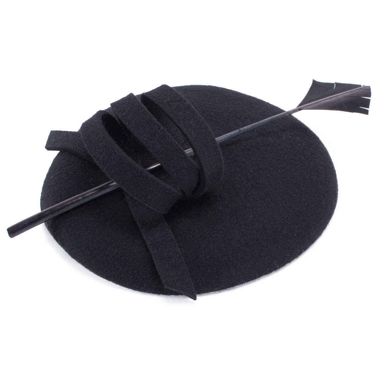 1668 Womens Ladies Bow Feather Felt Wool Fascinator Pillbox Tilt Cocktail Women Handmade Bow Feather Wool Felt Fascinator Pillbox Tilt  main image 2