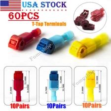 60PCS Car Quick Splice Insulated T-Tap Wire Crimp Spade Terminals Connectors Kit