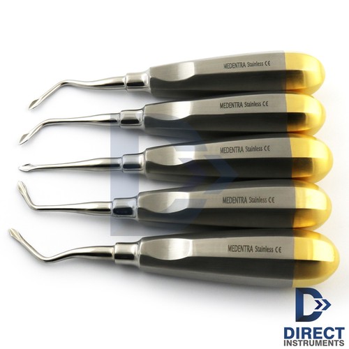 5Pcs Set Dental Spade Elevators Concave Tip Root Extraction Straight Left Right - Picture 7 of 7