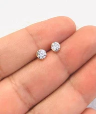 5mm Yellow Solid Gold 14K Stud Earrings Push back for Mens Womens Aretes de Oro