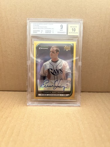 Evan Longoria [Gold Refractor Autograph] #BDP27 2008 Bowman Chrome Draft card