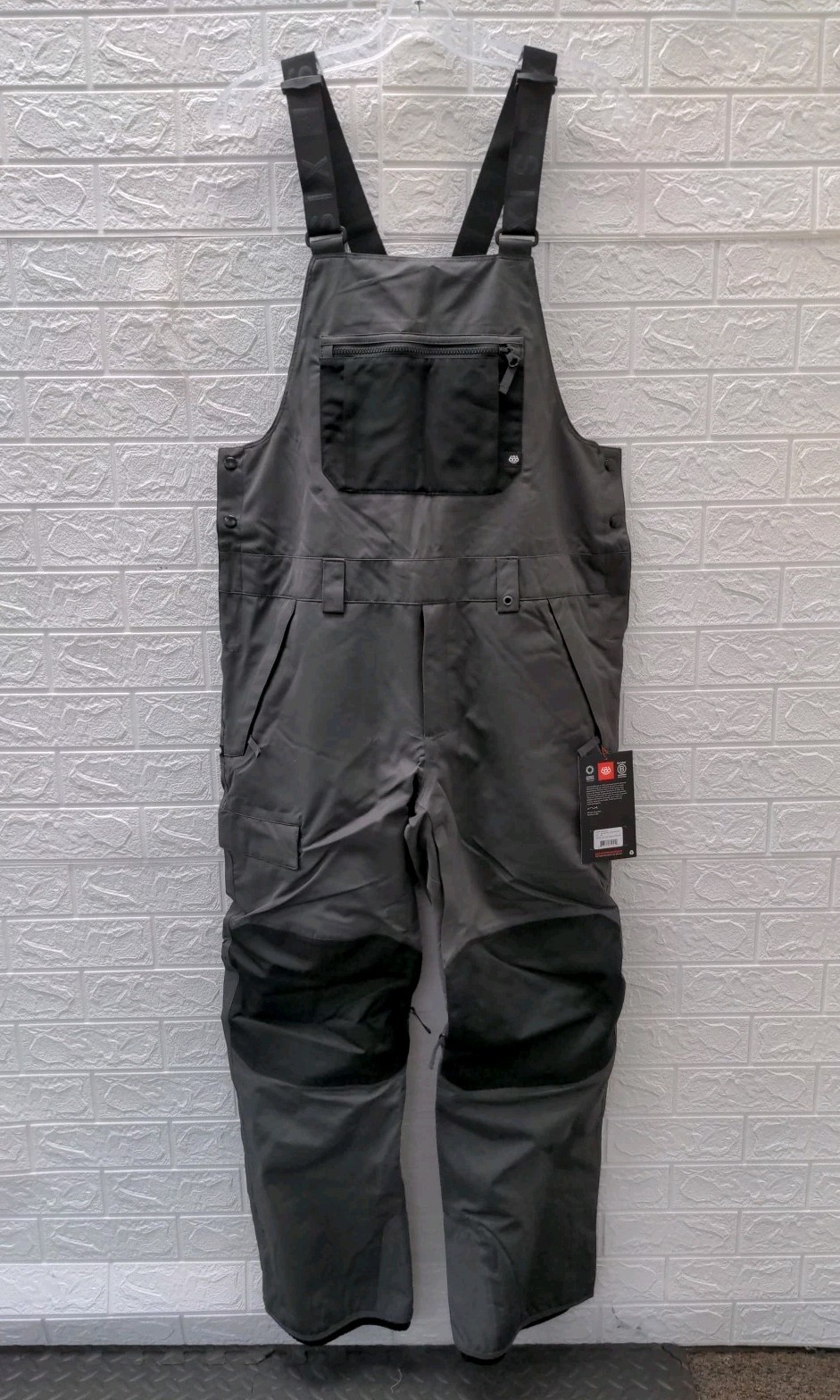 New 686 Men's Hot Lap Insulated Bib Charcoal Sz M