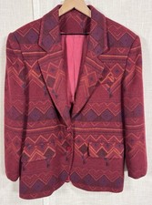 Vtg Ninety Wool Men  s Women  s L Western Blazer Coat Southwestern Aztec Print