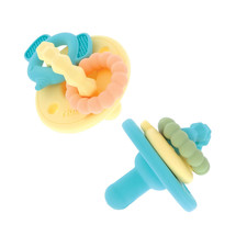 Charms Silicone Infant Pacifier and Teether - 2 Pack - 0 Months - Yellow and Bl
