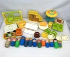 Vintage Fisher Price Little People Lot Figures Swing Set Chairs Car Accessories