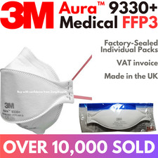 3M Aura 9330+ FFP3 Respirator N99 Medical Face Mask NR D Unvalved - VAT invoice