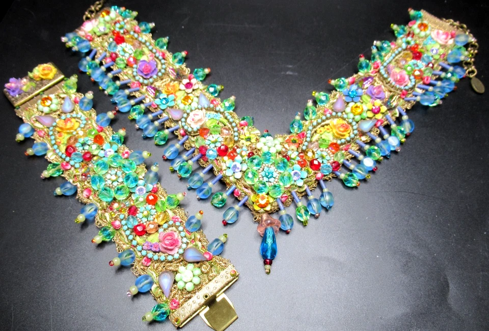 MICHAL NEGRIN Over The Top Colorido Estrás Flor Collar Pulsera Conjunto Foto 2 de 4