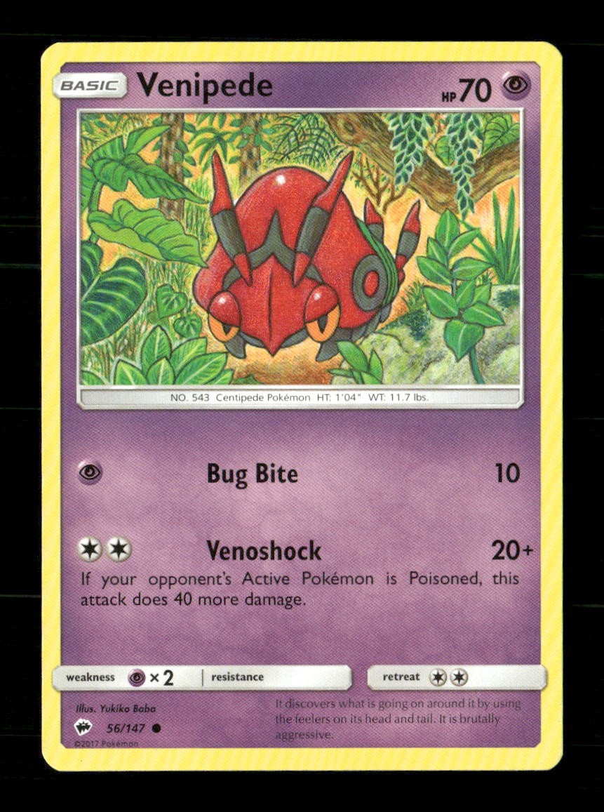 Venipede 56/147 Burning Shadows NM/M Pokemon