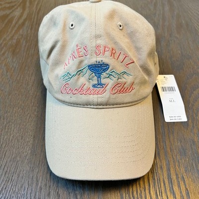 Anthropologie Apres Spritz Cocktail Club Tan Embroidered Baseball Cap Hat NWT