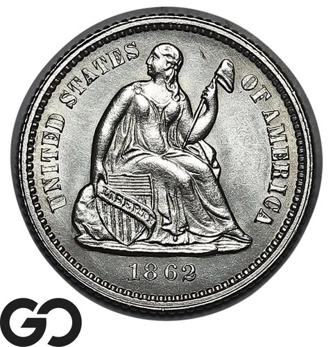 1862 Seated Liberty Half Dime, WOW Razor Sharp Superb Gem BU++