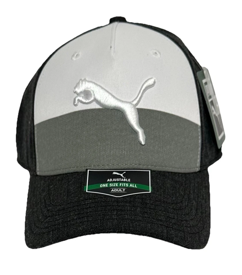 Мужская бейсбольная кепка Puma из полиэстера — угольно-серая/белая — застежка-кнопка один размер - Изображение 2 из 4