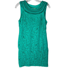 Eliza J Teal Sleeveless Lace Sheath Dress  Sz 6 Cocktail Wedding Guest Feminine