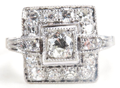 Antique Art Deco 1920's European Diamond Plat Engagement Rg Sz 4.5 UK-I EGL USA