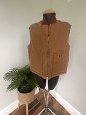 Carhartt Arctic Vest V02 211 Brown Duck Quilt Lined Mens Sz Large