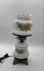 Gone with the Wind Style Lamp Floral Milk Glass Brass-Tone Metal Base Vintage