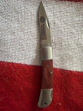 NRA Folding Pocket Knife Wood Plain Stainless Steel Blade 2.5 Inch Blade